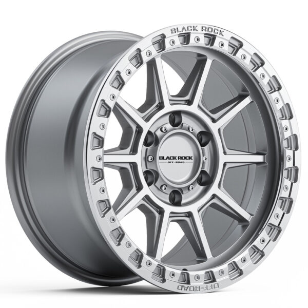 BLACK ROCK GUNNER SILVER MACHINED 4X4 RIMS FOR OFF-ROAD TRUCK SUV 4WD