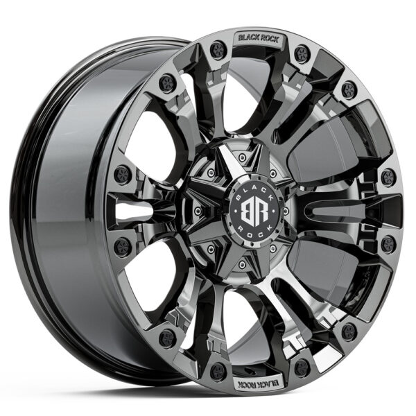 BLACK ROCK FORCER BLACK CHROME 4X4 RIMS FOR OFF-ROAD TRUCK SUV 4WD