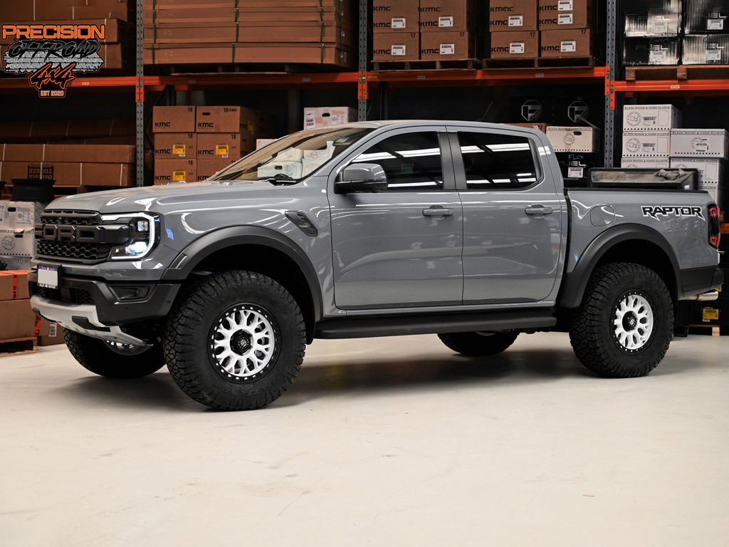Ford Raptor | Black Rock Spider Satin White Black Ring Wheels